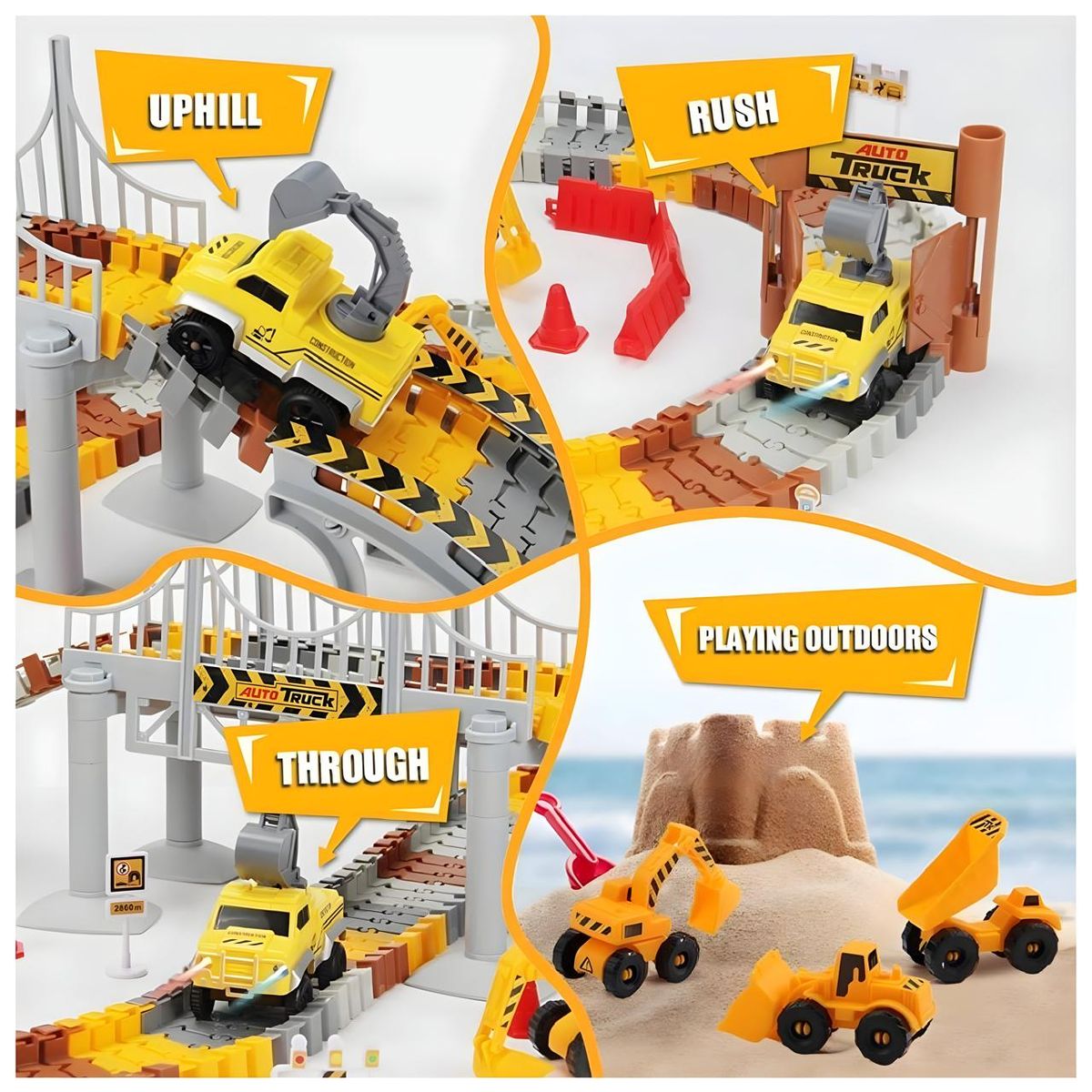 GENERICO - JUGUETE PISTA DE CARRERA AUTOS DE CONSTRUCCION 177 PIEZAS INFANTIL