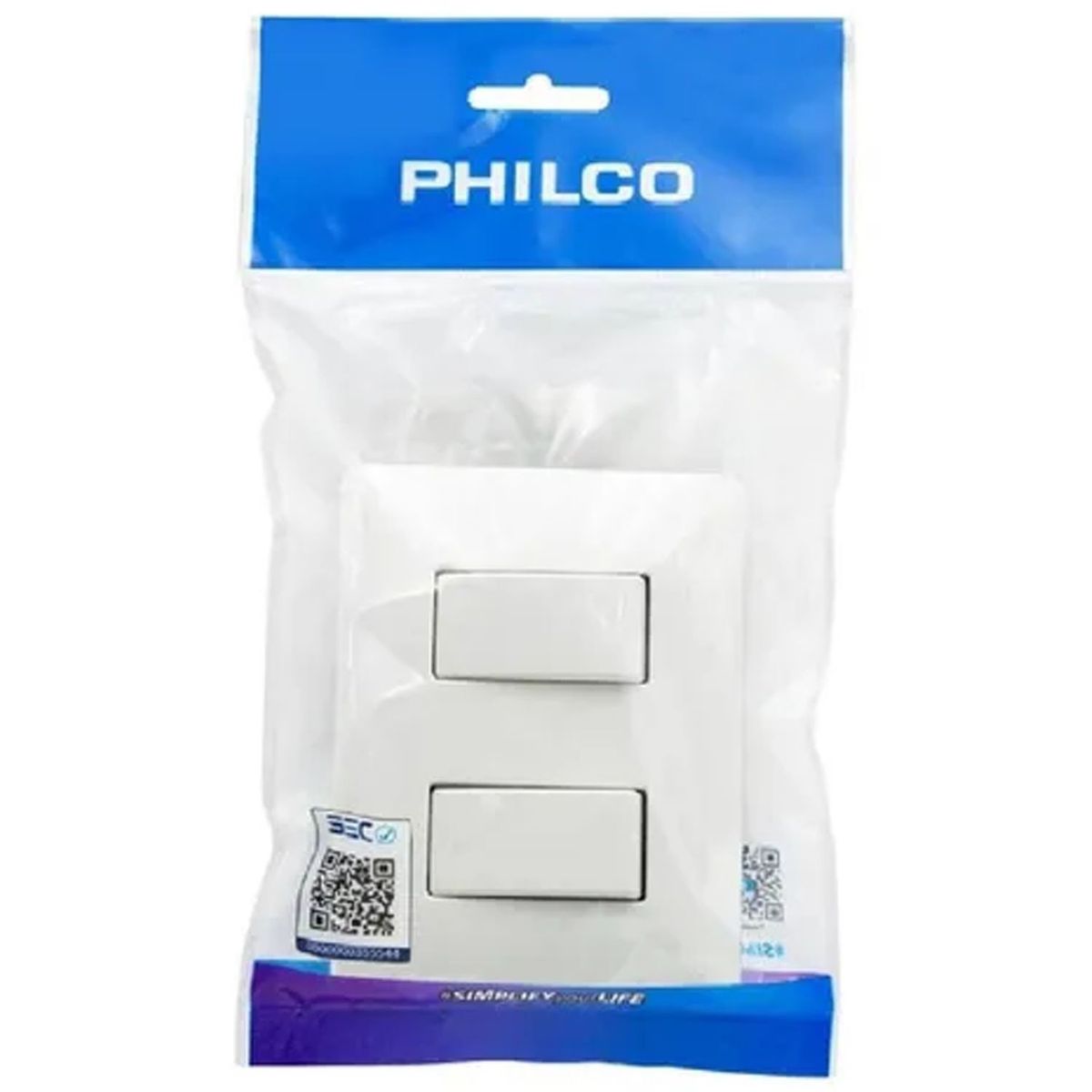 PHILCO - Interruptor Para Muro Doble 250V 10A Blanco 78560