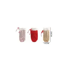 GENERICO - Funda Navideña Para Vino Lentejuelas 13x28 Cm