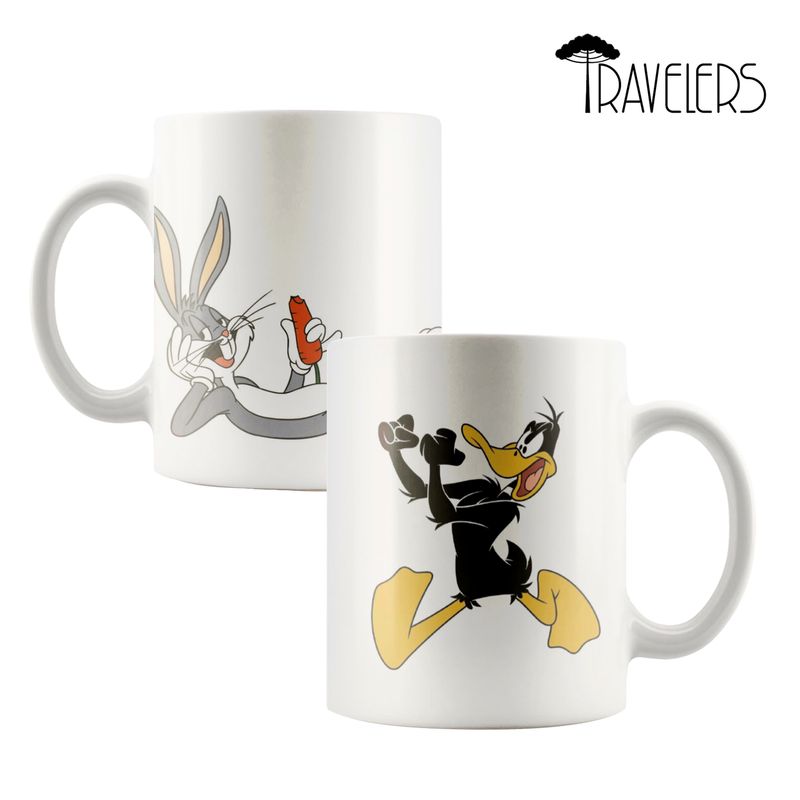 GENERICO - Tazón Cerámico Blanco Monitos Retro Bugs Bunny