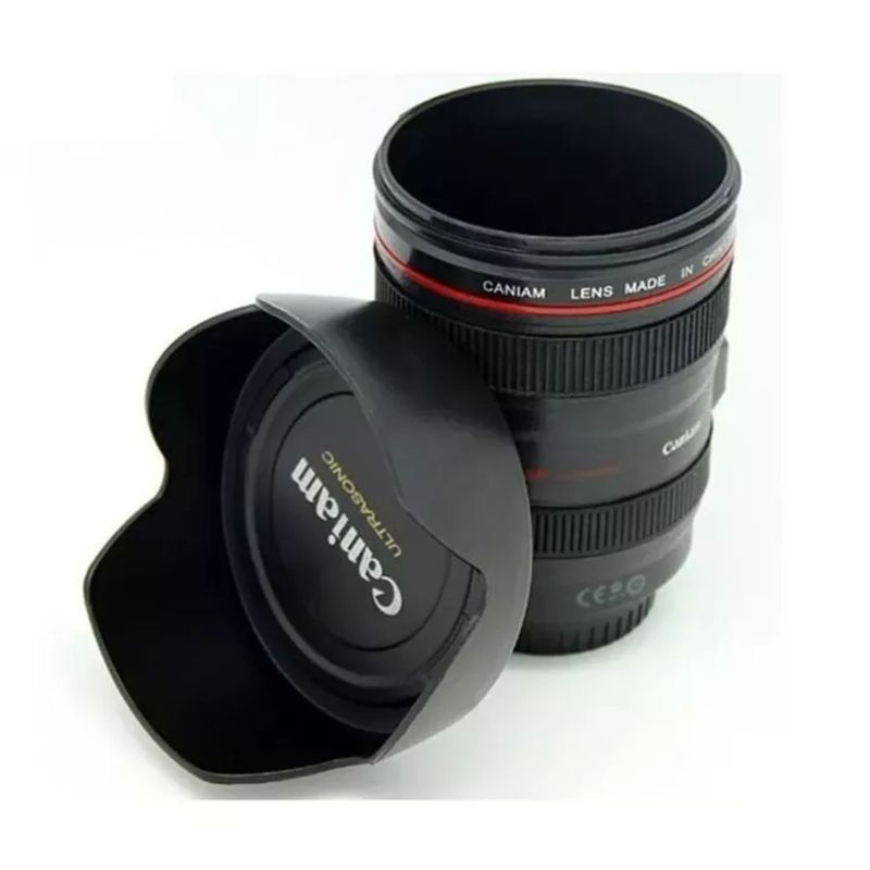 GENERICO - Tazon Mug Tipo Lente De Camara Fotografica Con Tapa Parasol
