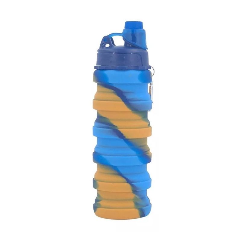 GENERICO - Botella Agua para Niños Silicona Plegable Arcoiris 500ml Naranjo