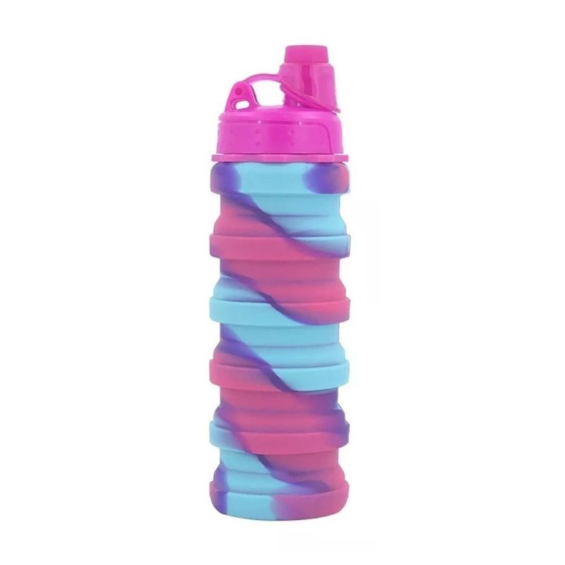 GENERICO - Botella Agua para Niños Silicona Plegable Arcoiris 500ml Fucsia