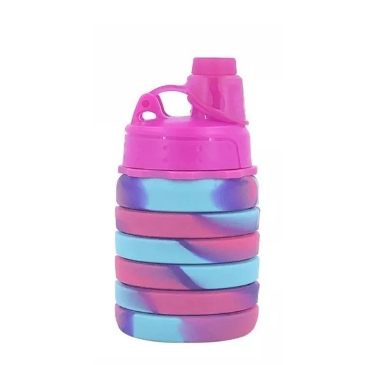 GENERICO - Botella Agua para Niños Silicona Plegable Arcoiris 500mL Fucsia