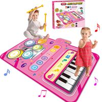 Alfombra De Batería De Piano Musical 2 En 1 Para Niña ROSA