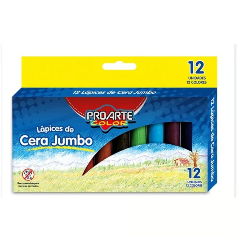 GENERICO - Lapices De Cera Jumbo ProArte Color 12 Unidades 12 Colores