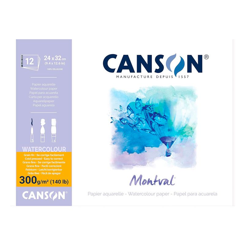 CANSON - Pad Canson Montval 300Grs Grano Fino 12hj 24x32cm