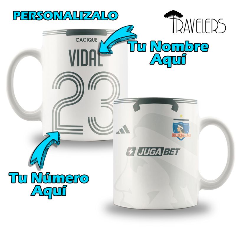 GENERICO - Tazón Cerámico Blanco Colo-Colo Camiseta Blanca