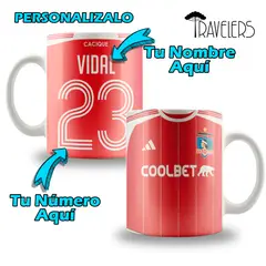 GENERICO - Tazón Cerámico Blanco Colo-Colo Camiseta Roja