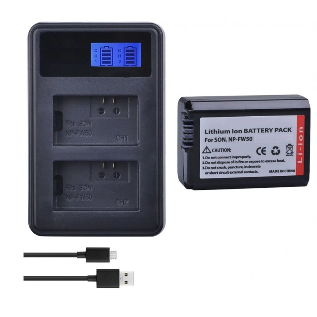 GENERICO - BATERÍA NP-FW50 + CARGADOR DOBLE BC-VW1 ALTERNATIVO SONY