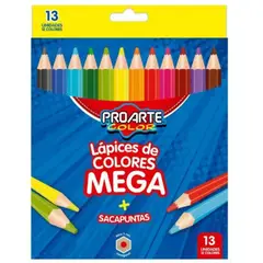 GENERICO - Lapices De Colores Mega + Sacapuntas 13 Unidades 12 Colores