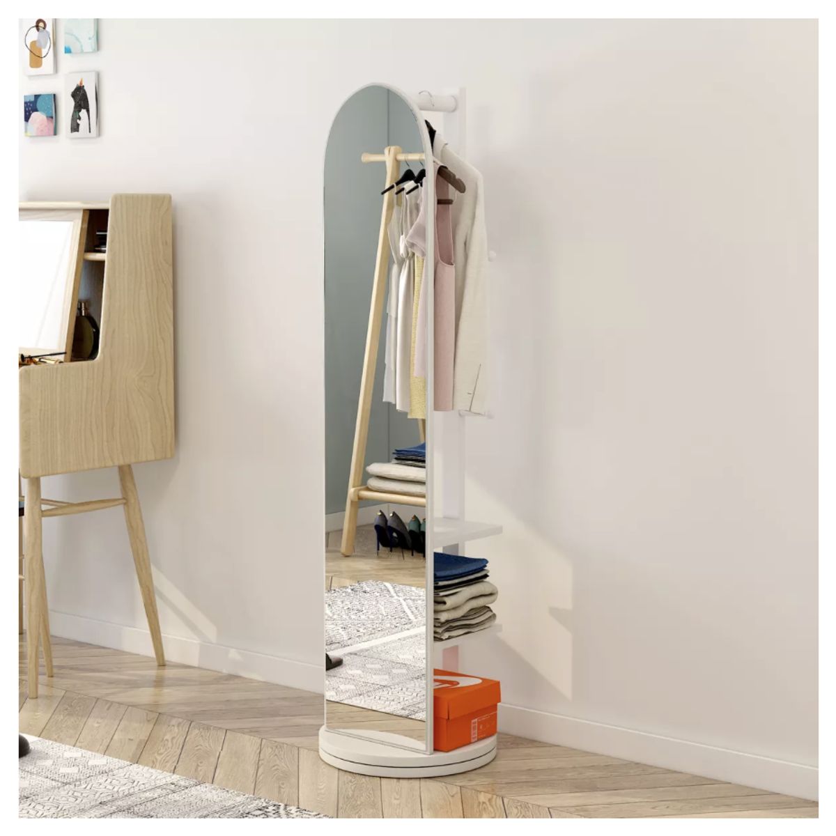 HOMER DESIGN - Espejo De Cuerpo Entero Giratorio Con Percha 168x40x30 Cm