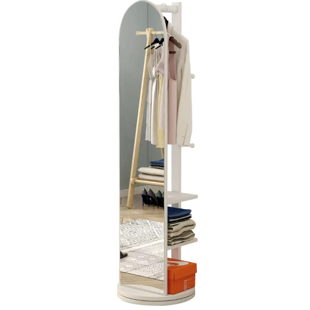 HOMER DESIGN - Espejo De Cuerpo Entero Giratorio Con Percha 168x40x30 Cm