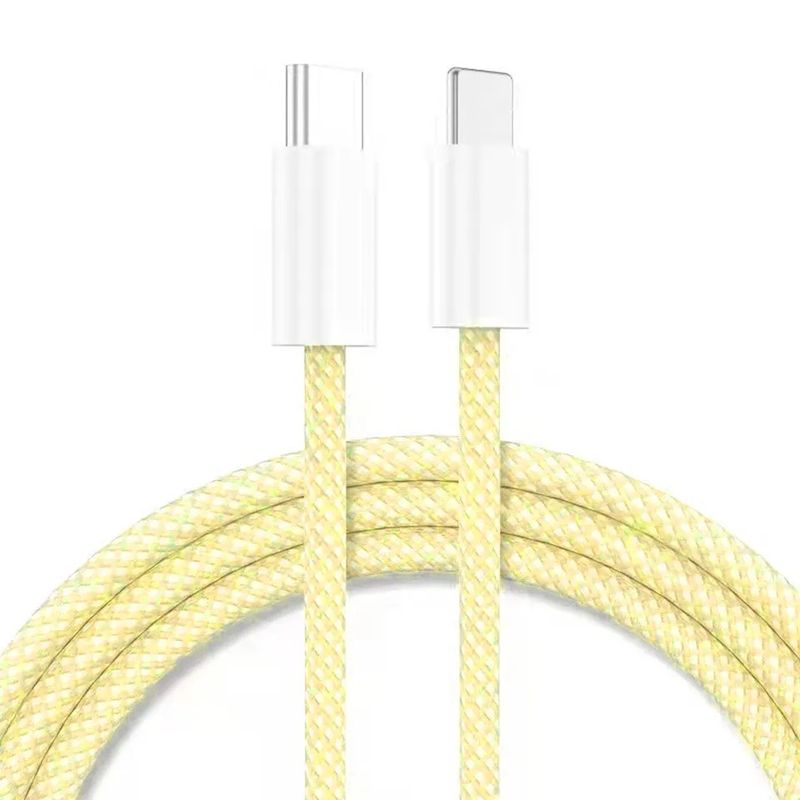 GENERICO - Cable Usb Tipo C Para iPhone 15 iPad Android Amarillo Nylon Trenzado