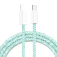 GENERICO - Cable Usb Tipo C Para iPhone 15 iPad Android Verde Nylon Trenzado