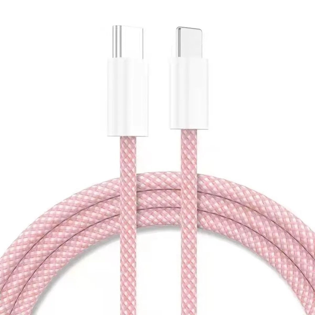 GENERICO - Cable Usb Tipo C Para iPhone 15 iPad Android Rosado Nylon Trenzado