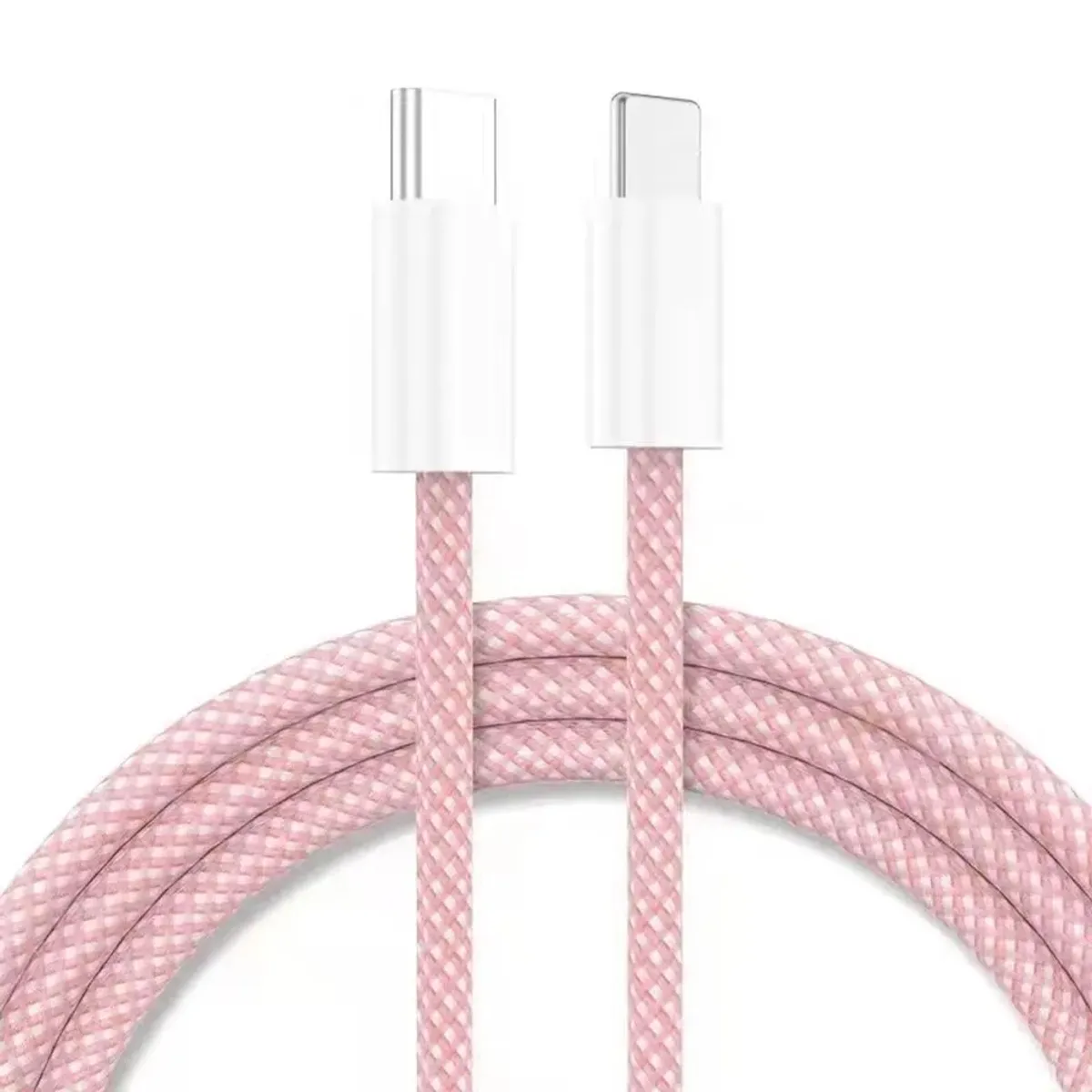 GENERICO - Cable Usb Tipo C Para iPhone 15 iPad Android Rosado Nylon Trenzado