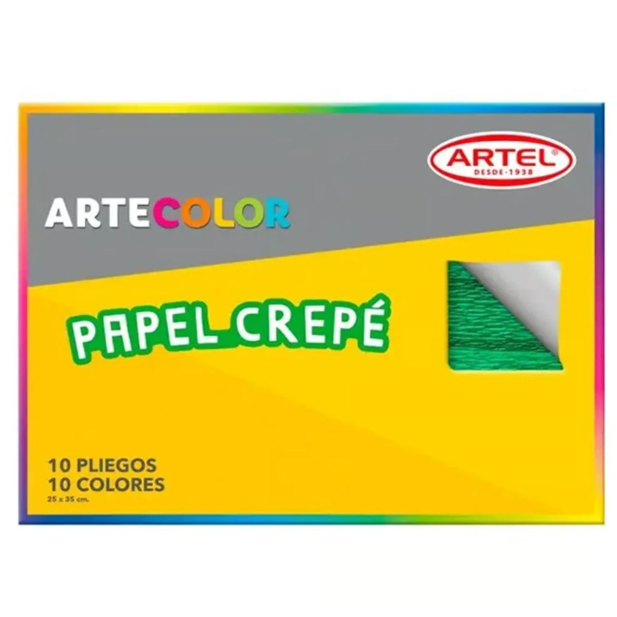 GENERICO - Cartulina Papel Crepe ArteColor 10 Pliegos 10 Colores