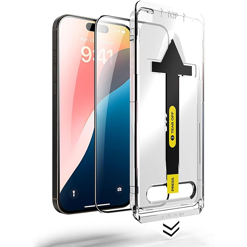GENERICO - Lamina de Vidrio Para iPhone 15 Auto Instalable