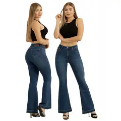 AGW - Jeans Flare Push Up Acampanado Levanta Cola Corte Colombiano