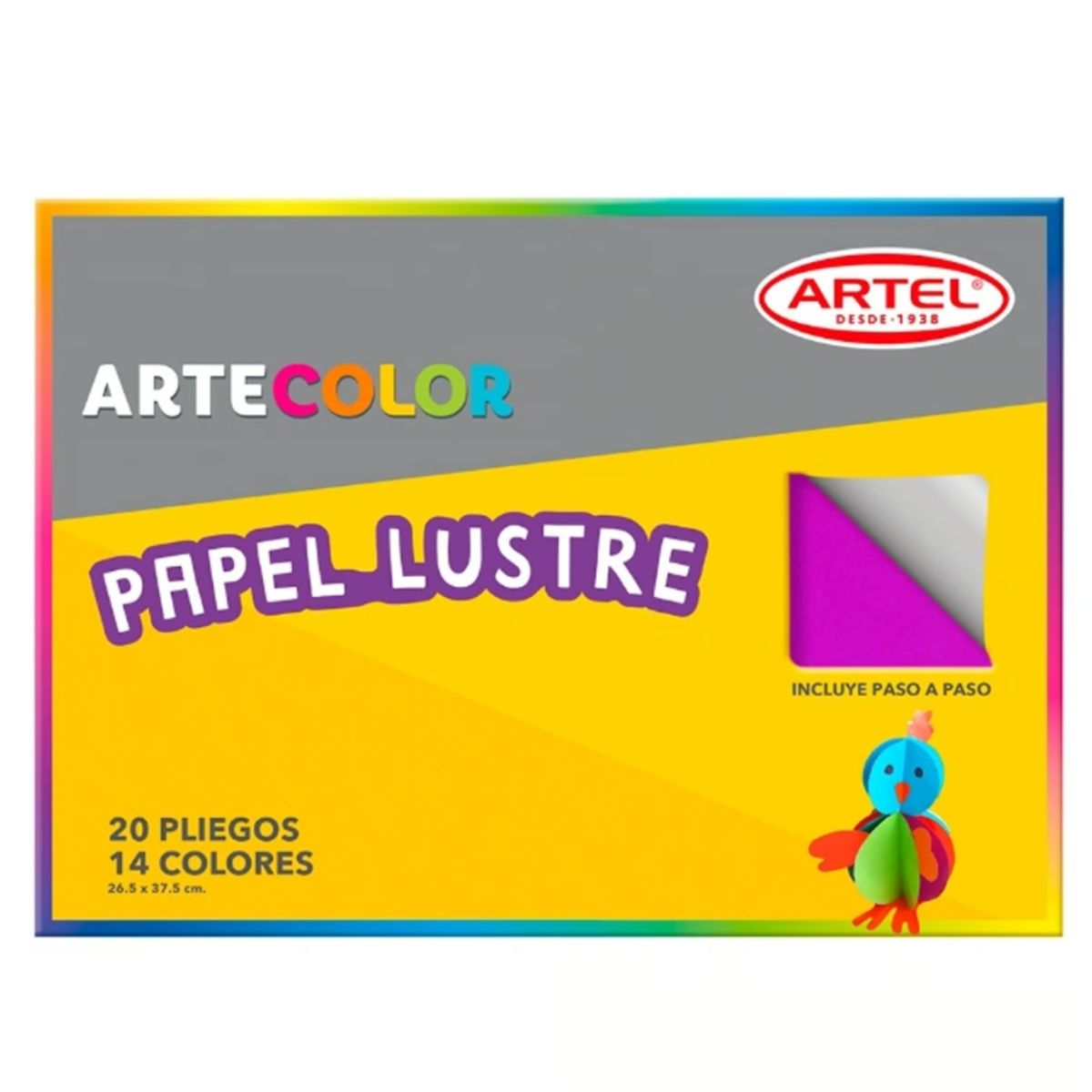 GENERICO - Papel Lustre ArteColor 20 Pliegos 14 Colores