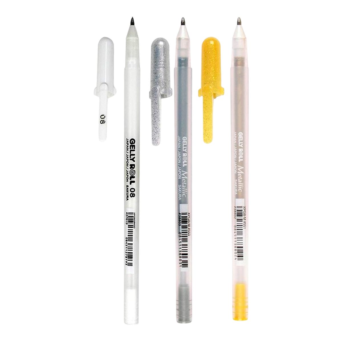 SAKURA - Gelly Roll Blanco - Oro - Plata 3 Unidades