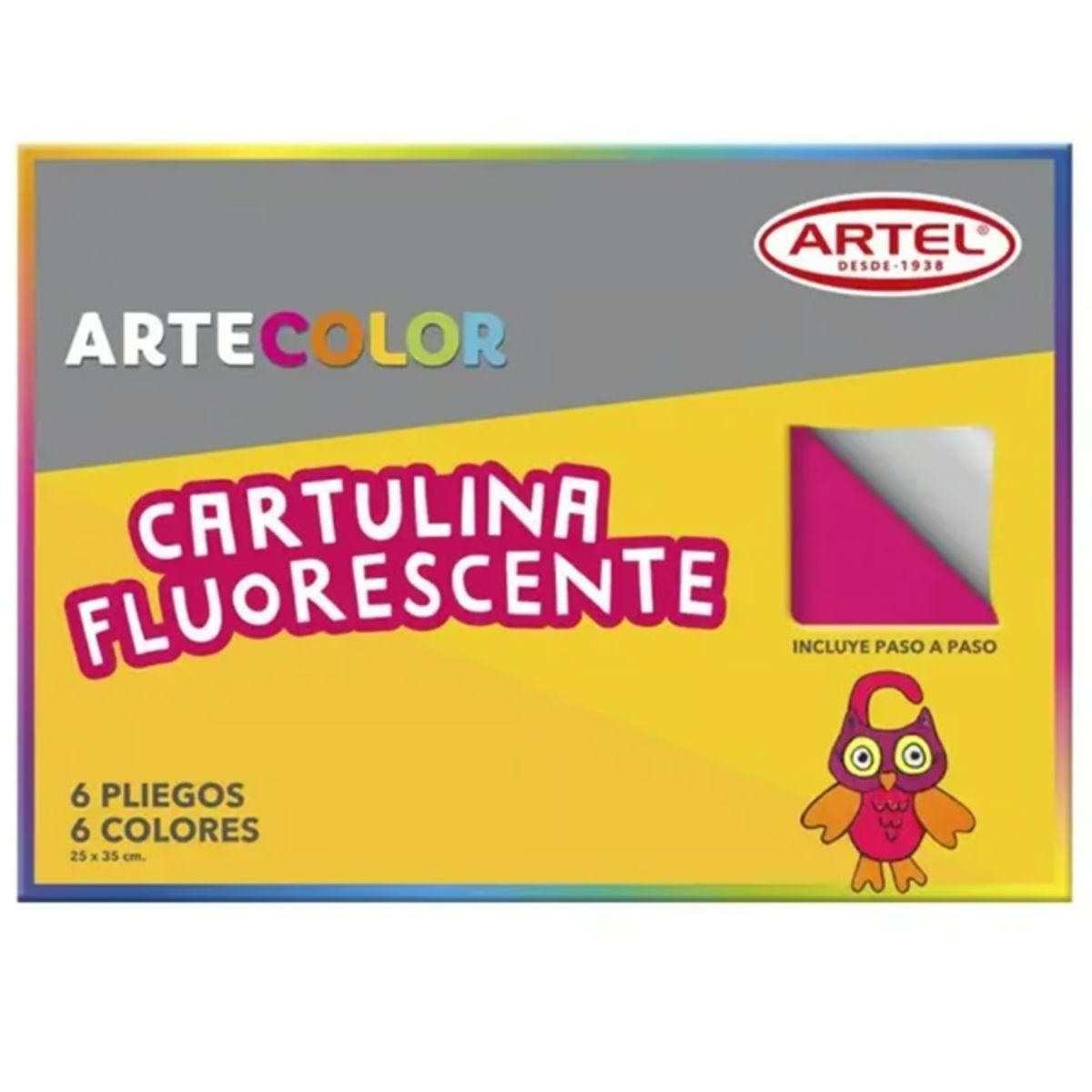 GENERICO - Cartulina Fluorescente ArteColor 6 Hojas 6 Pliegos