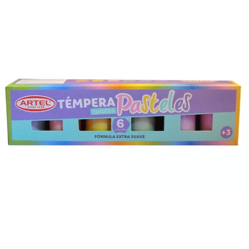 GENERICO - Tempera Colores Pasteles Artel 6 Unidades