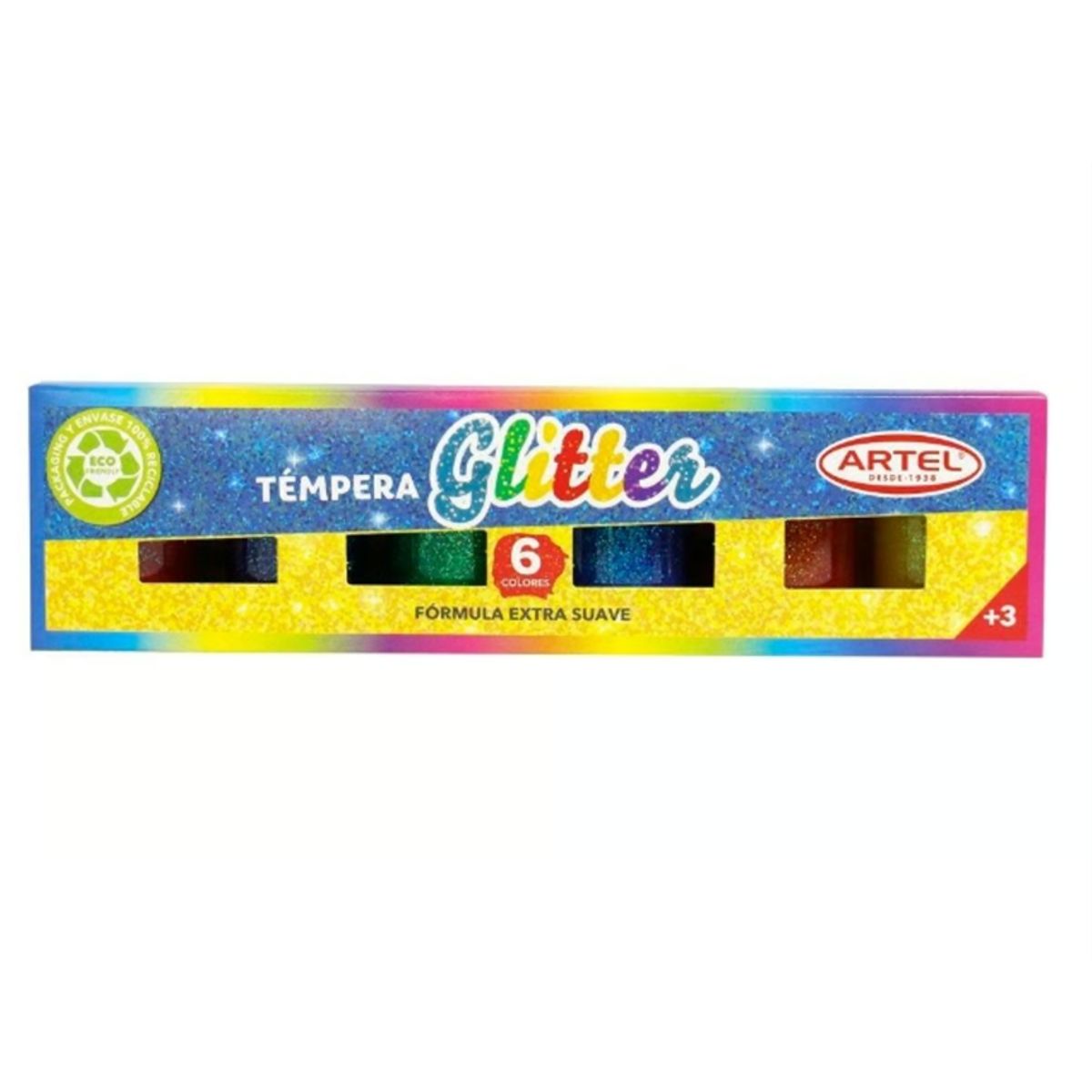 GENERICO - Tempera Glitter Formula Extra Suave Artel 6 Unidades