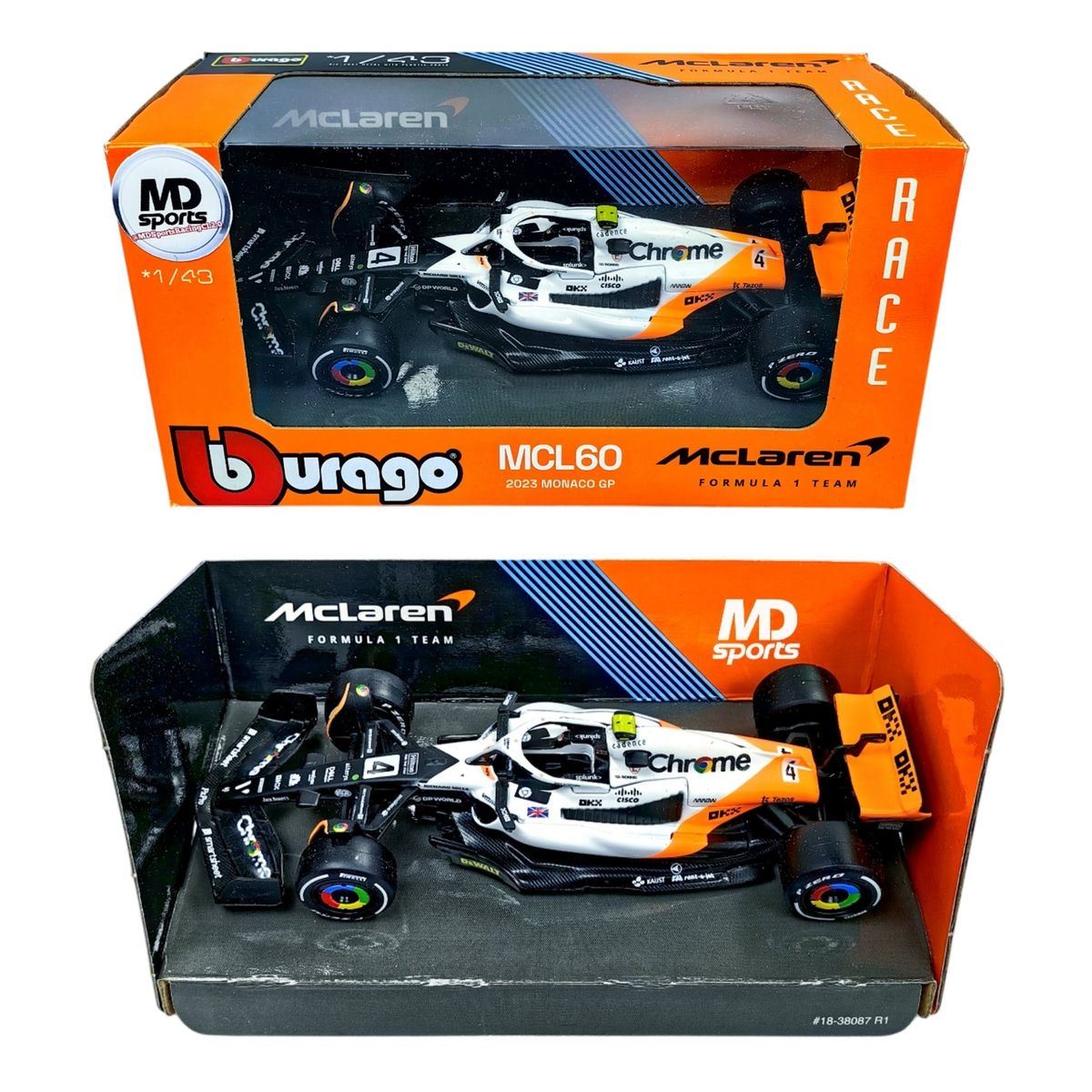 BBURAGO - Auto F1 Mclaren MCL60 GP Monaco 23 Norris Caja Normal 143
