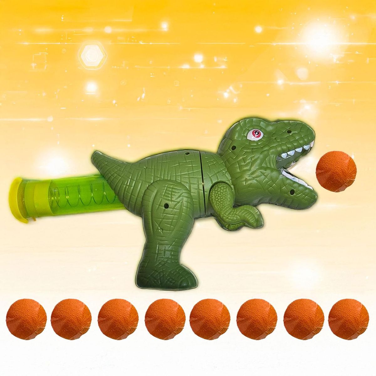 GENERICO - Dinopistola de aire a presión+9 pelotas dinosaurio Verde
