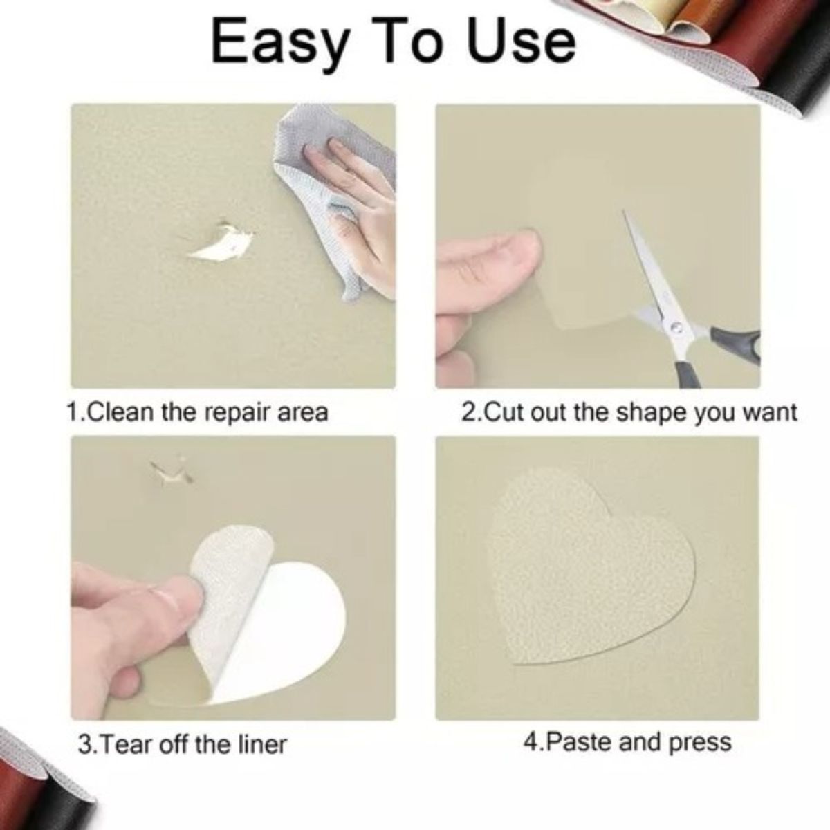 GENERICO - Parche Autoadhesivo De Cuero Para Reparar Sofás De 50x137cm Crema