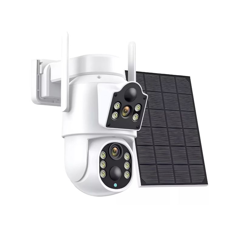 GENERICO - Cámara Seguridad Solar Doble Lente