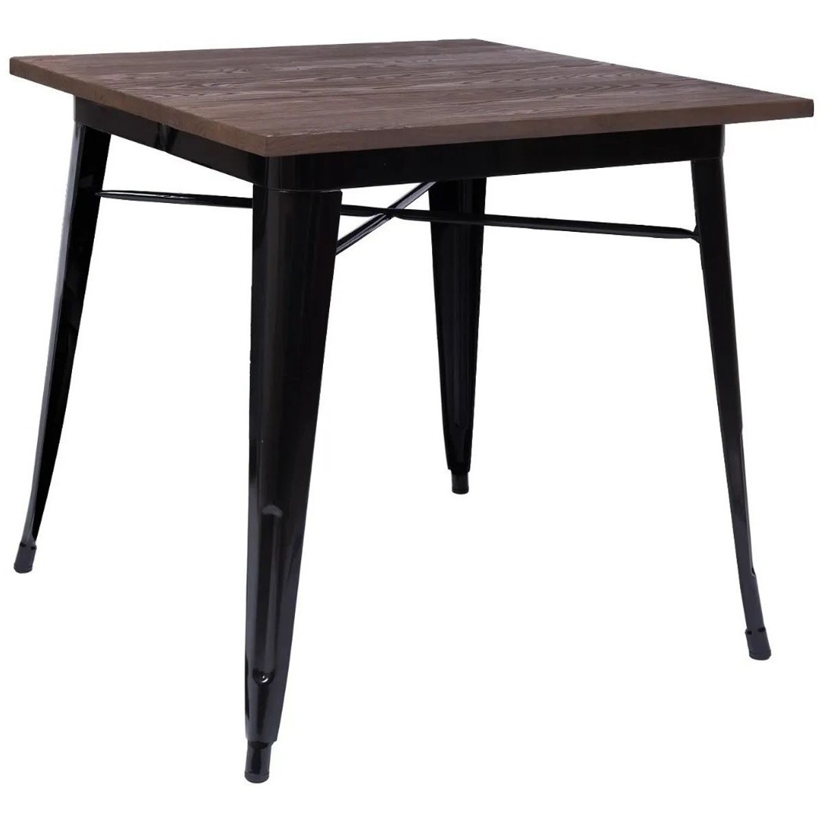 TODODESCUENTO - Mesa Tolix Comedor 80x80cm Base Madera- -Negra