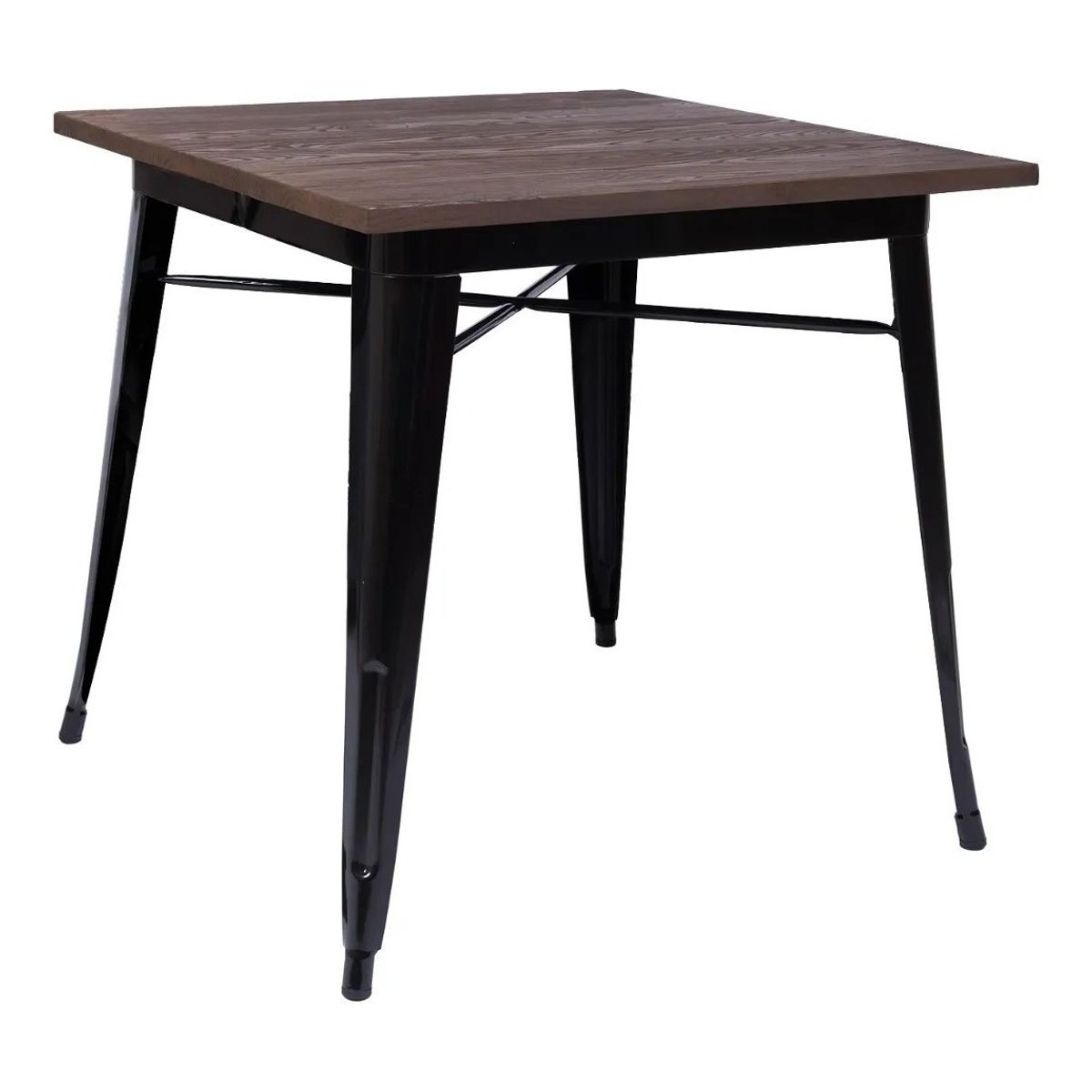 TODODESCUENTO - Mesa Tolix Comedor 80x80cm Base Madera- -Negra