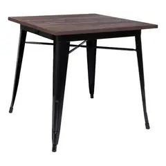 TODODESCUENTO - Mesa Tolix Comedor 80x80cm Base Madera- -Negra
