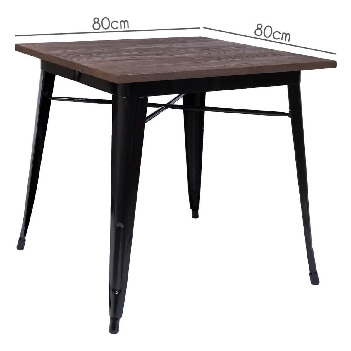 TODODESCUENTO - Mesa Tolix Comedor 80x80cm Base Madera- -Negra