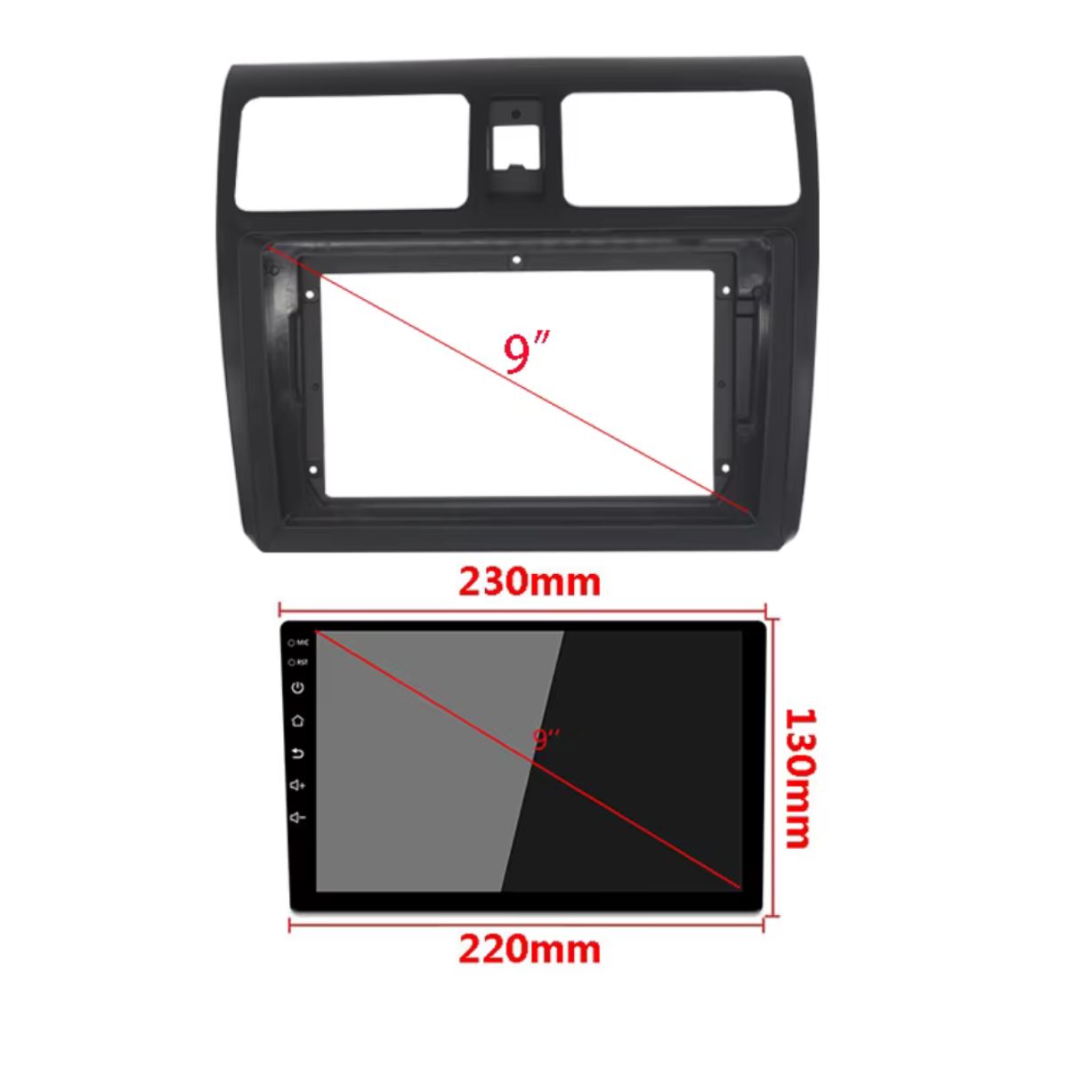 GENERICO - Bisel De Radio 9pul 2din Compatible Con Suzuki Swift 2004-10
