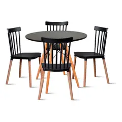 TODODESCUENTO - Comedor 4 Sillas Windsor + Mesa Redonda Eames De 80cm