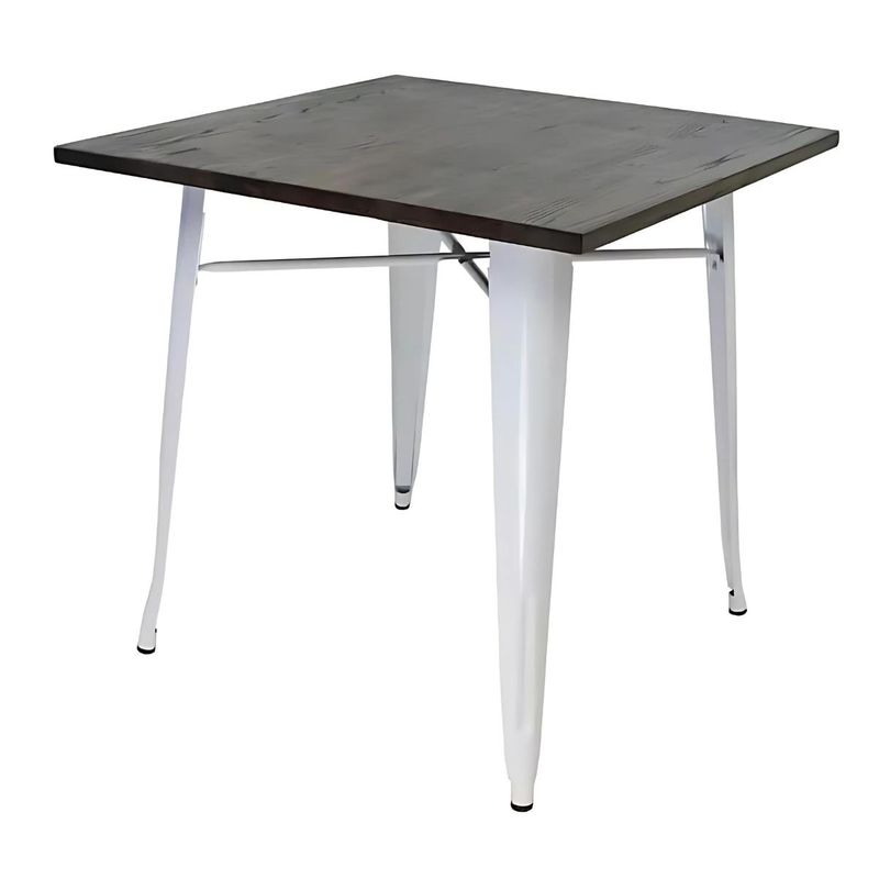 TODODESCUENTO - Mesa Comedor Tolix/ Base De Madera/ Blanca/ 80x80 Cm/