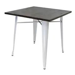 TODODESCUENTO - Mesa Comedor Tolix/ Base De Madera/ Blanca/ 80x80 Cm/