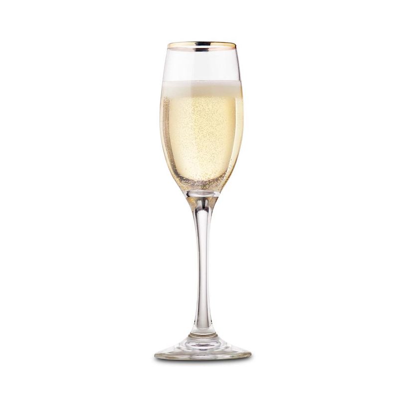 ALLEGRA - Set 4 Copas Flute 180cc Borde dorado