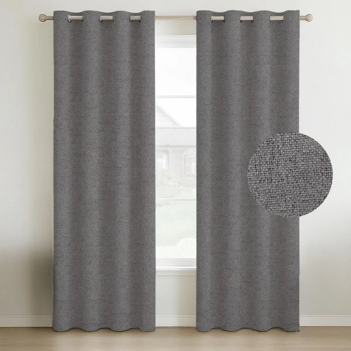 CASATUA - Cortina 100% Blackout Engomada Termica Casatua Set de 2 - Gris oscuro