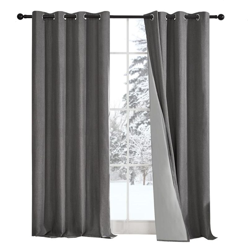 CASATUA - Cortina 100% Blackout Engomada Termica Casatua Set de 2 - Gris oscuro