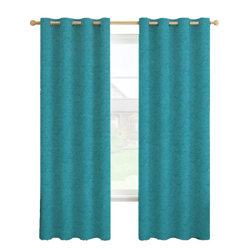 CASATUA - Cortina 100% Blackout Engomada Termica Casatua Set de 2 - Turquesa