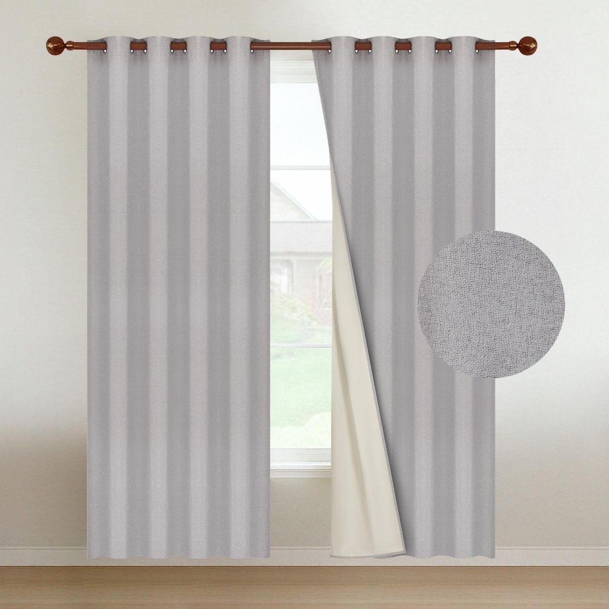 CASATUA - Cortina 100% Blackout Engomada Termica Casatua Set de 2 - Crema