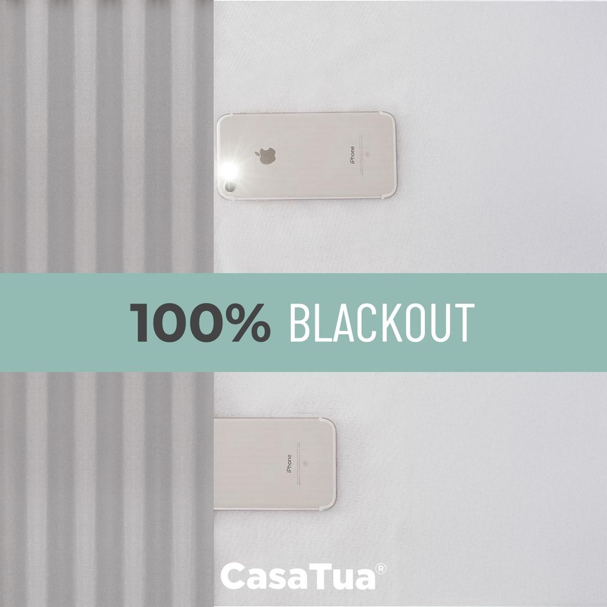 CASATUA - Cortina 100% Blackout Engomada Termica Casatua Set de 2 - Crema