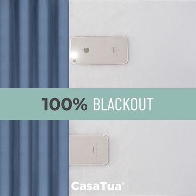 Imagen 2 del producto Cortina 100% Blackout Engomada Termica Set de 2 - Celeste