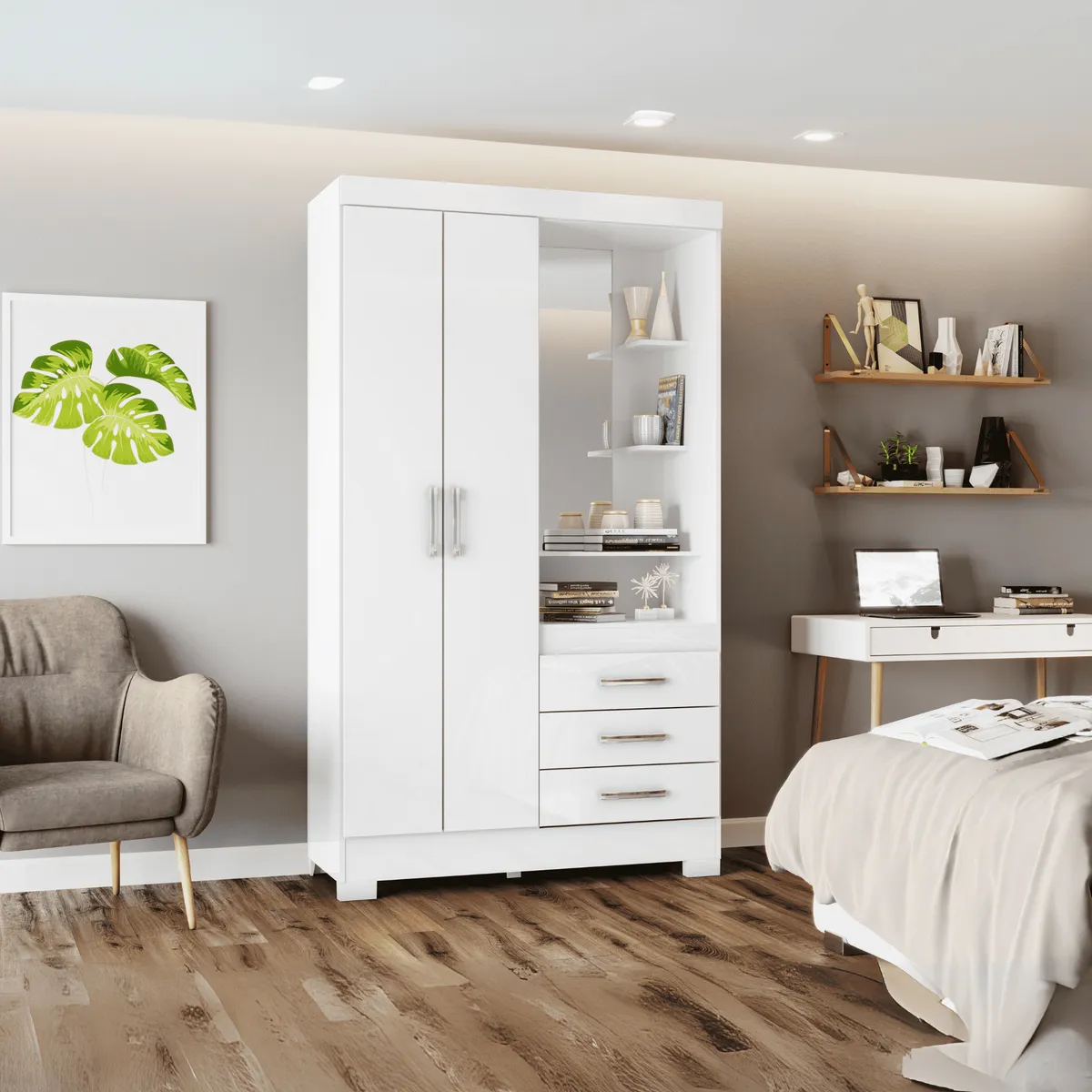 HOME MOBILI - Closet Artisan Blanco 2P 3C