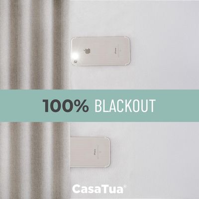 Imagen 2 del producto Cortina Blackout 100% 2 Paños 107x160cm Textura Lino - Beige